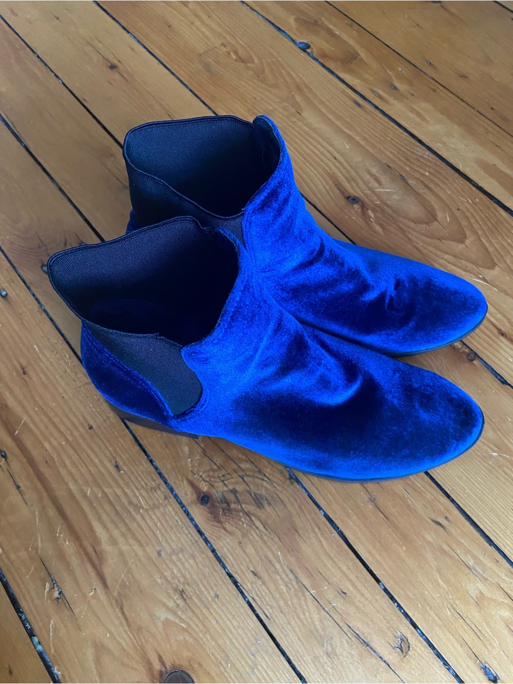 Aldo Navy Blue Velvet Ankle Boots